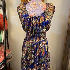 Ladies Long Valencia V Neck Silk Dress Resort Wear One Size Fits Most